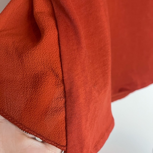 Zara Rust Cold Shoulder Flutter Sleeve Top Small - Picture 7 of 7
